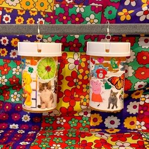 Handmade pill bottle earrings